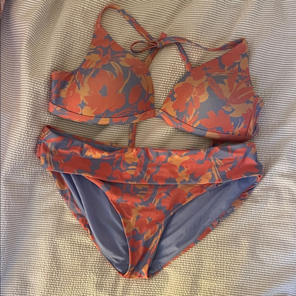 Prana Floral Bikini in Orange and Blue